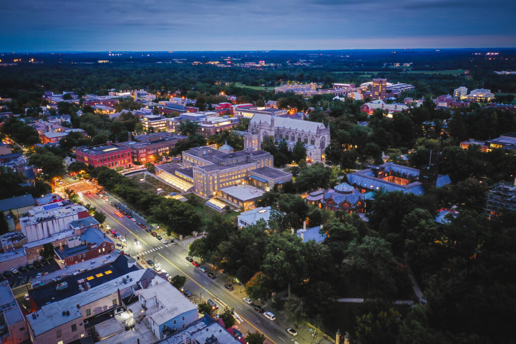 Aerial of Sunset in Princeton New Jersey